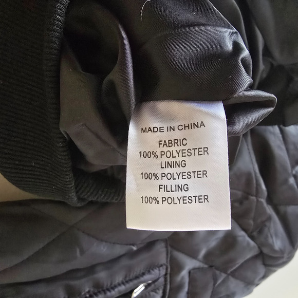 Eilly Bazar Quilted Bomber Jacket Women's L Black Zip Up NWOT - Picture 6 of 16